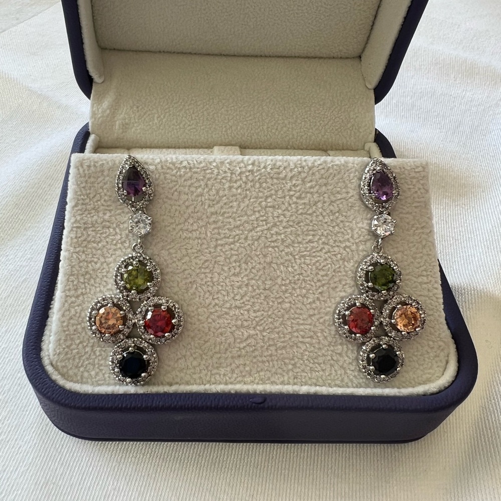 Elegant Multicolor Gemstone Drop Earrings